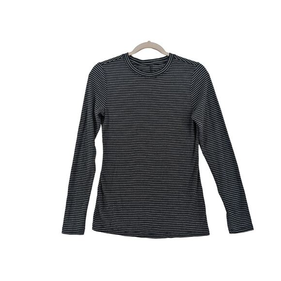 Universal Thread Knit Shirt Small Black Striped Long Sleeve Centre Seam Crewneck - Picture 8 of 8